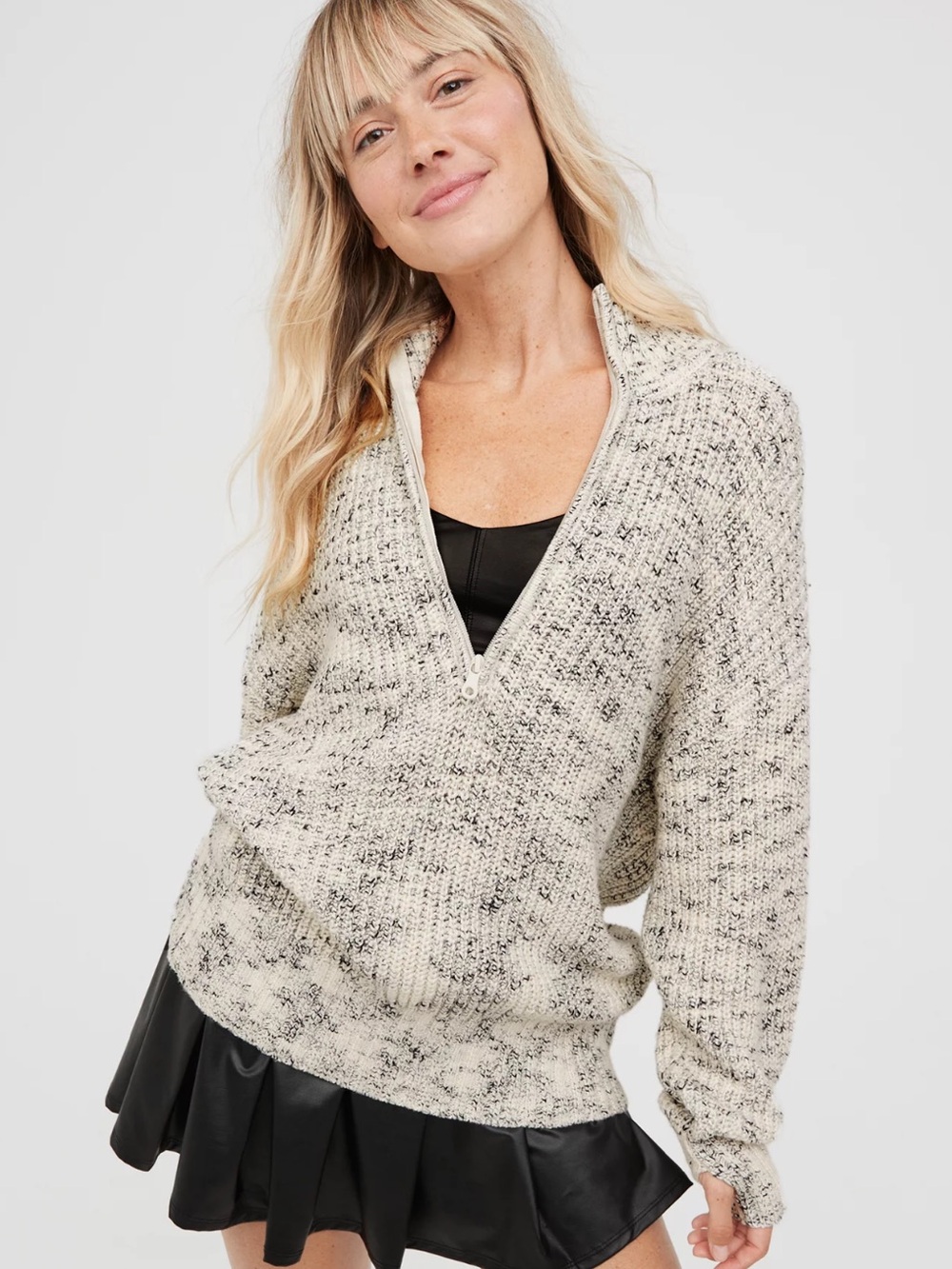 OFFLINE By Aerie Chillside Quarter Zip Sweater